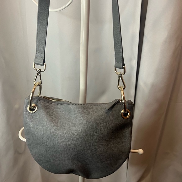 Tic Tac Toe The Moon Bag Grey Bolivians Paris Top Grain Leather - Picture 6 of 9